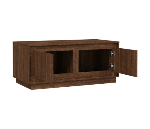 Mesa de centro madera contrachapada marrón roble 102x50x44 cm