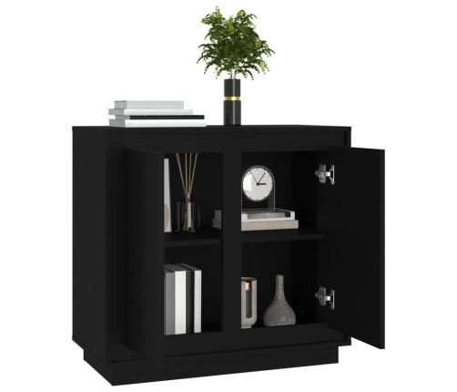 Aparador de madera contrachapada negro 80x34x75 cm