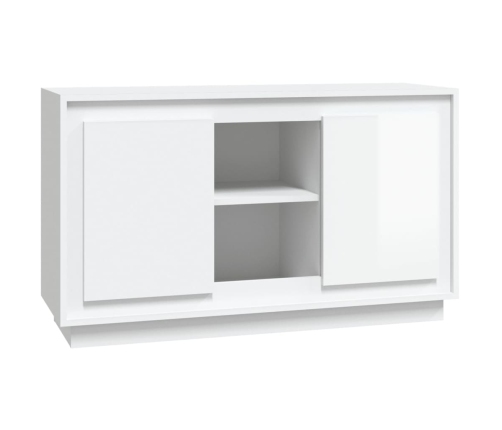 Aparador de madera contrachapada blanco brillante 102x35x60 cm