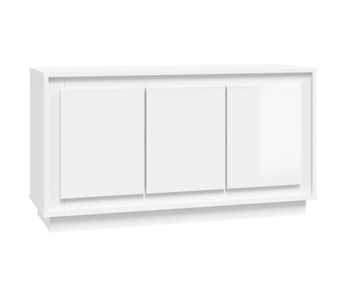 Aparador de madera contrachapada blanco brillante 102x35x55 cm