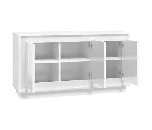 Aparador de madera contrachapada blanco brillante 102x35x55 cm