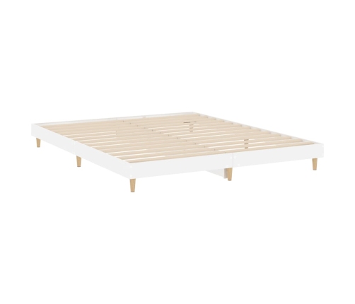 Estructura de cama madera de ingeniería blanco brillo 200x200cm