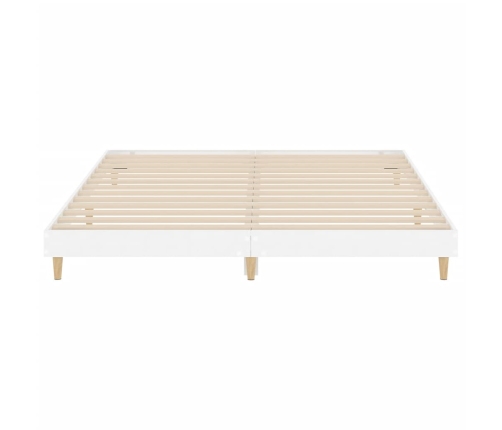 Estructura de cama madera de ingeniería blanco brillo 200x200cm