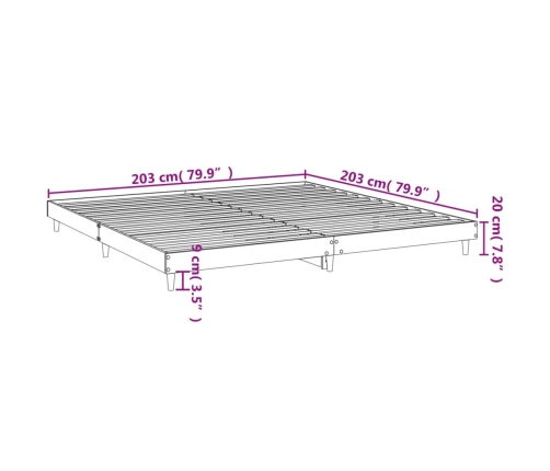 Estructura de cama sin colchón roble ahumado 200x200 cm