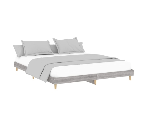 Estructura de cama madera de ingeniería gris Sonoma 200x200 cm