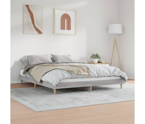 Estructura de cama madera de ingeniería gris Sonoma 200x200 cm