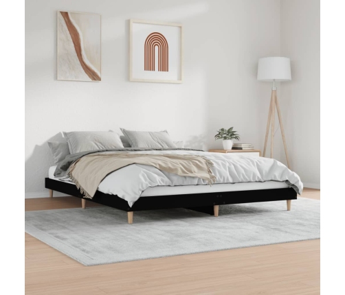 Cama sin colchón negro 180x200 cm madera de ingeniería