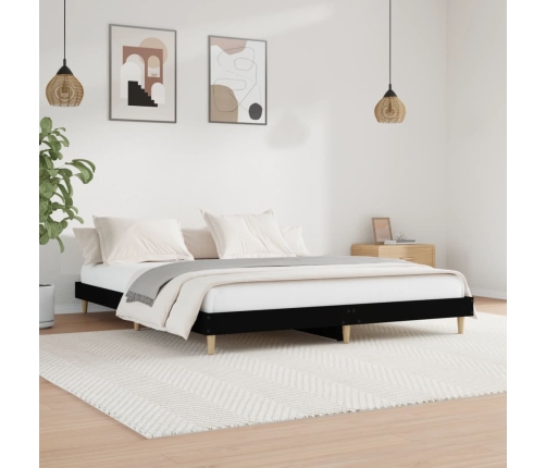 Cama sin colchón negro 180x200 cm madera de ingeniería