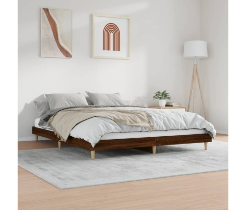 Estructura de cama sin colchón madera marrón roble 150x200 cm