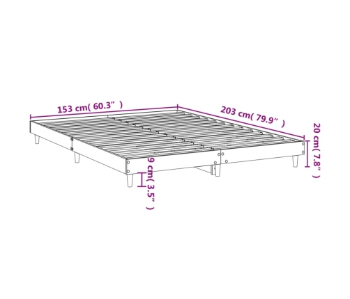 Estructura de cama sin colchón madera marrón roble 150x200 cm