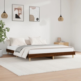 Estructura de cama sin colchón madera marrón roble 150x200 cm