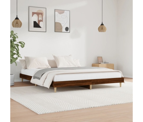 Estructura de cama sin colchón madera marrón roble 150x200 cm