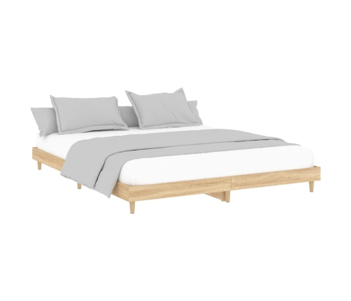 Estructura de cama sin colchón madera roble Sonoma 140x200 cm