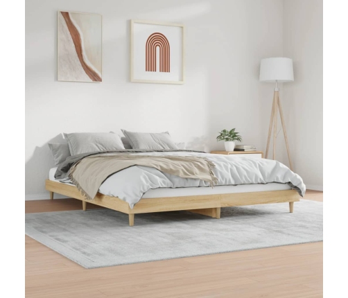 Estructura de cama sin colchón madera roble Sonoma 140x200 cm