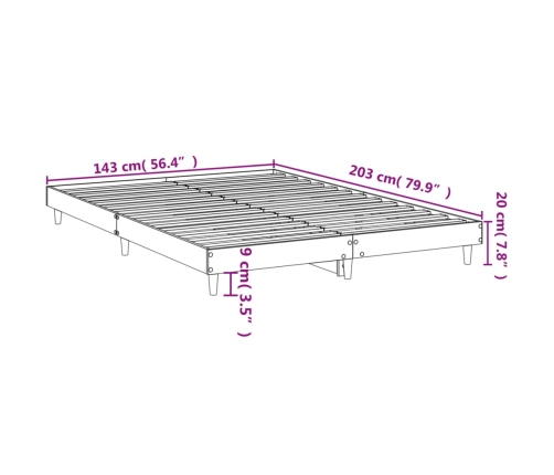 Estructura de cama sin colchón madera marrón roble 140x200 cm