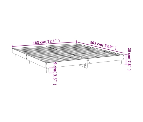 Estructura de cama madera de ingeniería negra 120x200 cm