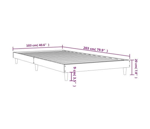 Estructura de cama sin colchón madera roble Sonoma 100x200 cm