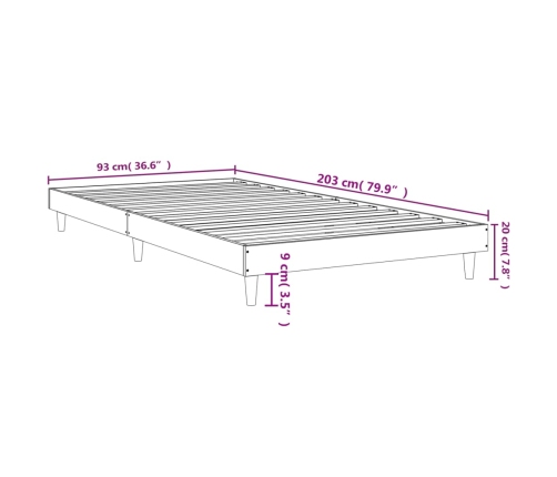 Estructura de cama madera de ingeniería negra 90x200 cm