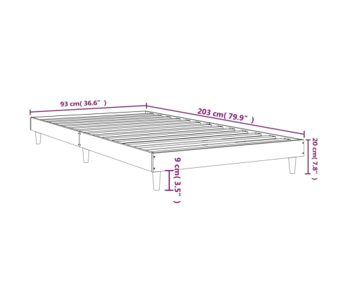 Estructura de cama sin colchón madera marrón roble 90x200 cm