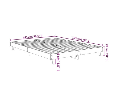 Estructura de cama madera de ingeniería negra 140x190 cm