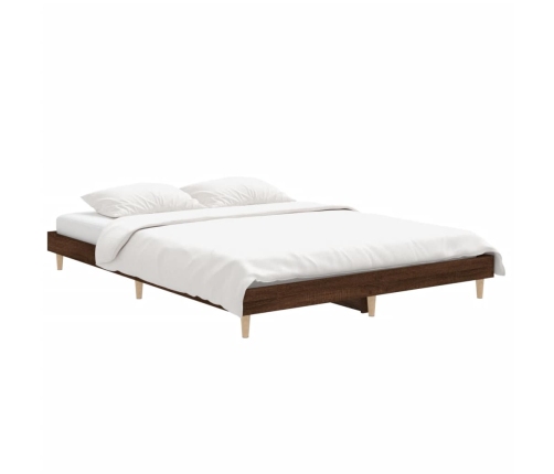 Estructura de cama sin colchón madera marrón roble 140x190 cm