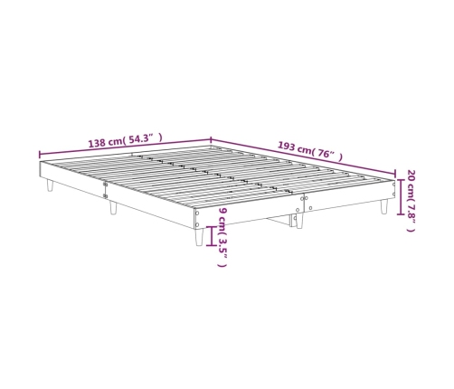 Estructura de cama madera de ingeniería negra 135x190 cm