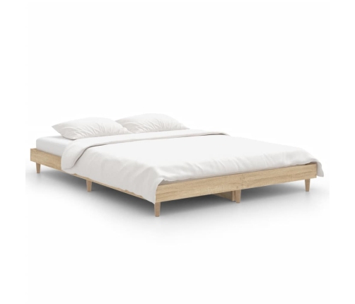 Estructura de cama madera de ingeniería roble Sonoma 135x190 cm