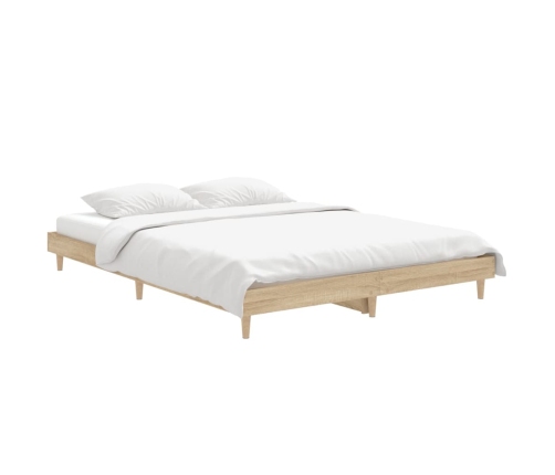 Estructura de cama madera de ingeniería roble Sonoma 135x190 cm