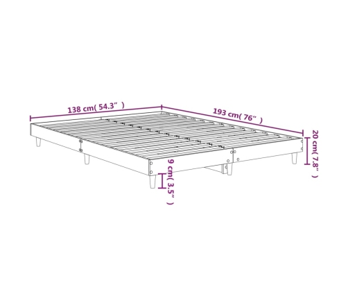 Estructura de cama madera de ingeniería roble Sonoma 135x190 cm