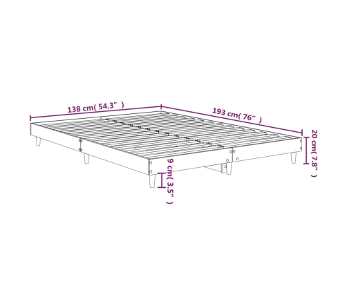 Estructura de cama madera de ingeniería roble ahumado 135x190cm