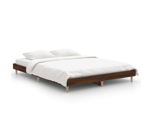 Estructura de cama madera de ingeniería marrón roble 135x190 cm