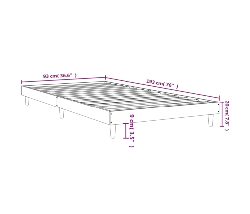 Estructura de cama madera de ingeniería negra 90x190 cm