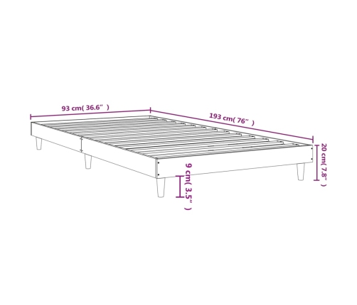 Estructura de cama sin colchón madera roble ahumado 90x190 cm