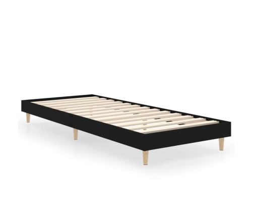 Estructura de cama madera de ingeniería negra 75x190 cm