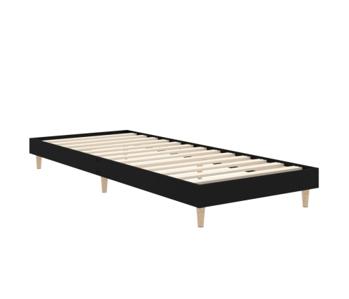 Estructura de cama madera de ingeniería negra 75x190 cm