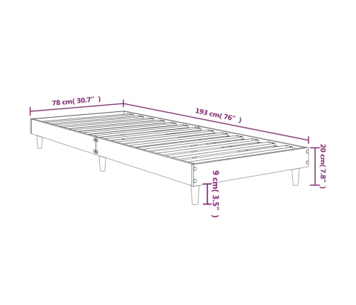 Estructura de cama madera de ingeniería negra 75x190 cm