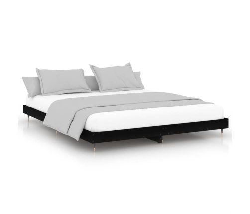 Estructura de cama madera de ingeniería negra 200x200 cm