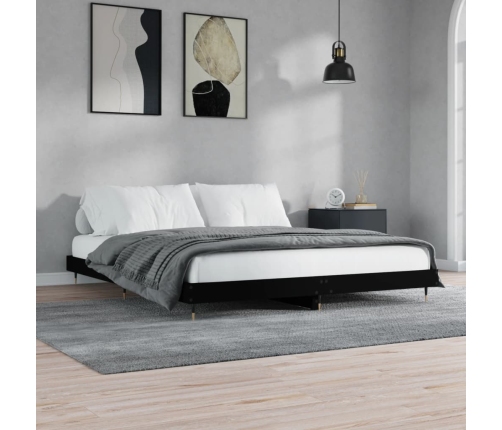 Estructura de cama madera de ingeniería negra 200x200 cm