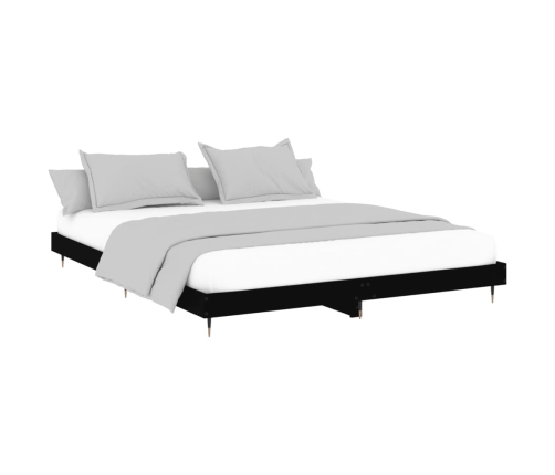 Estructura de cama madera de ingeniería negra 200x200 cm