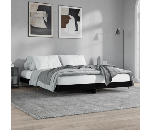 Estructura de cama madera de ingeniería negra 200x200 cm