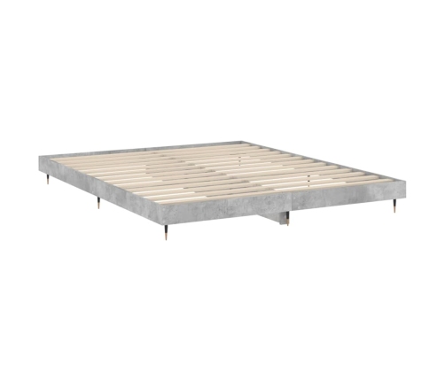 Estructura de cama madera de ingeniería gris hormigón 200x200cm