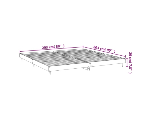 Estructura de cama madera de ingeniería gris hormigón 200x200cm