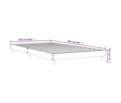 Estructura de cama madera de ingeniería negra 100x200 cm