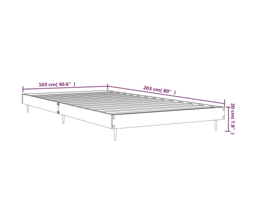 Estructura de cama madera de ingeniería gris hormigón 100x200cm