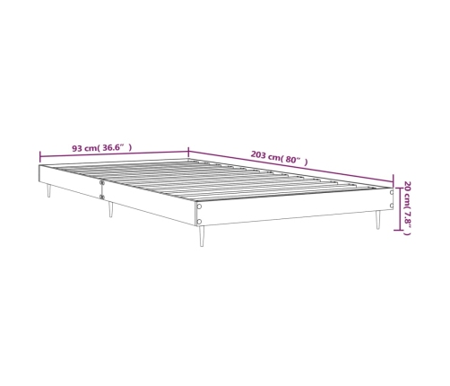 Estructura de cama madera de ingeniería negra 90x200 cm