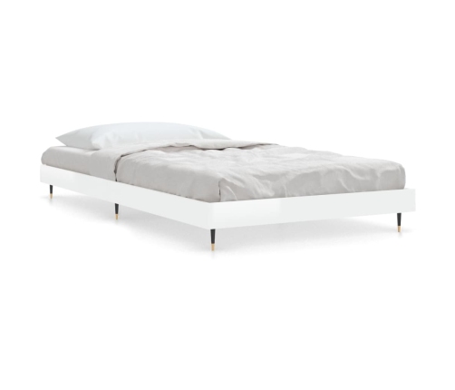 vidaXL Estructura de cama madera de ingeniería blanco brillo 90x200cm