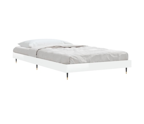 vidaXL Estructura de cama madera de ingeniería blanco brillo 90x200cm