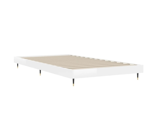 vidaXL Estructura de cama madera de ingeniería blanco brillo 90x200cm