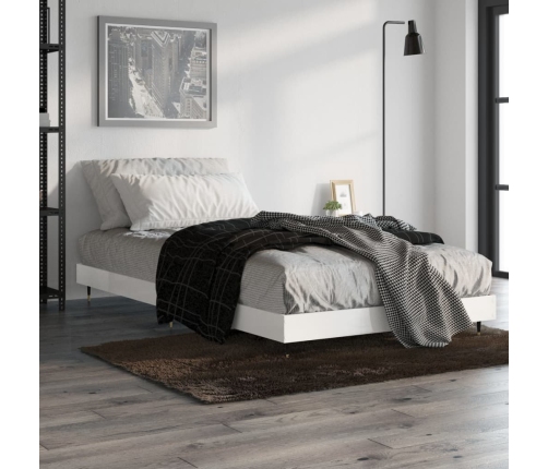 vidaXL Estructura de cama madera de ingeniería blanco brillo 90x200cm