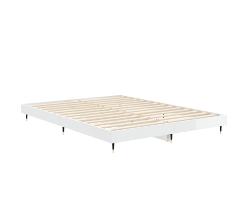 Estructura de cama madera de ingeniería blanco brillo 135x190cm